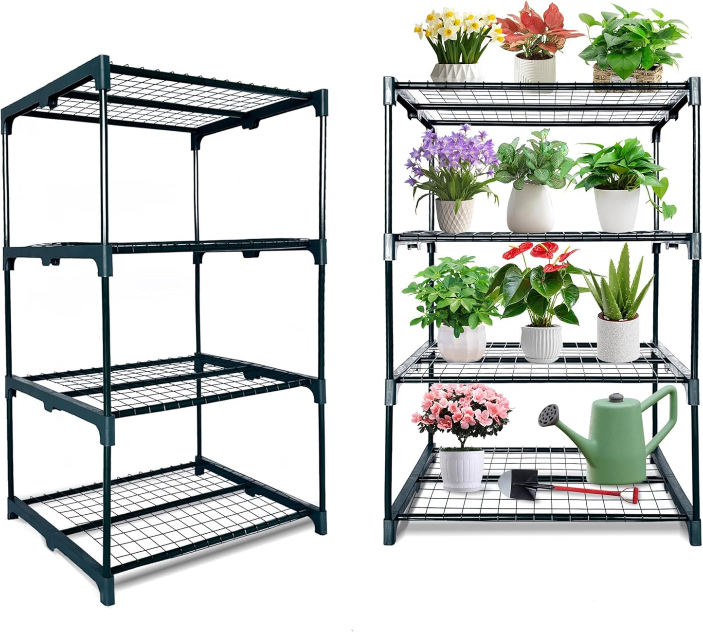 2 Pack Plant Stand Indoor Plant Shelf Outdoor,4 Tier Metal Plant Stand