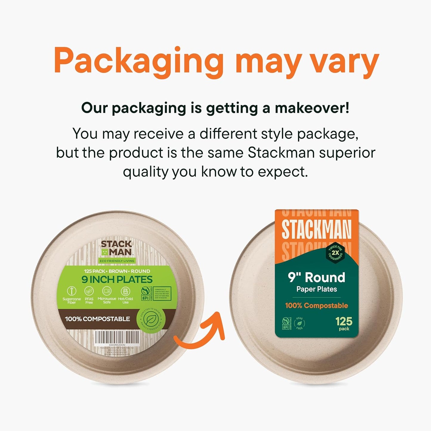 100% Compostable Paper Plates, Heavy Duty Disposable Plates [125-Pack]