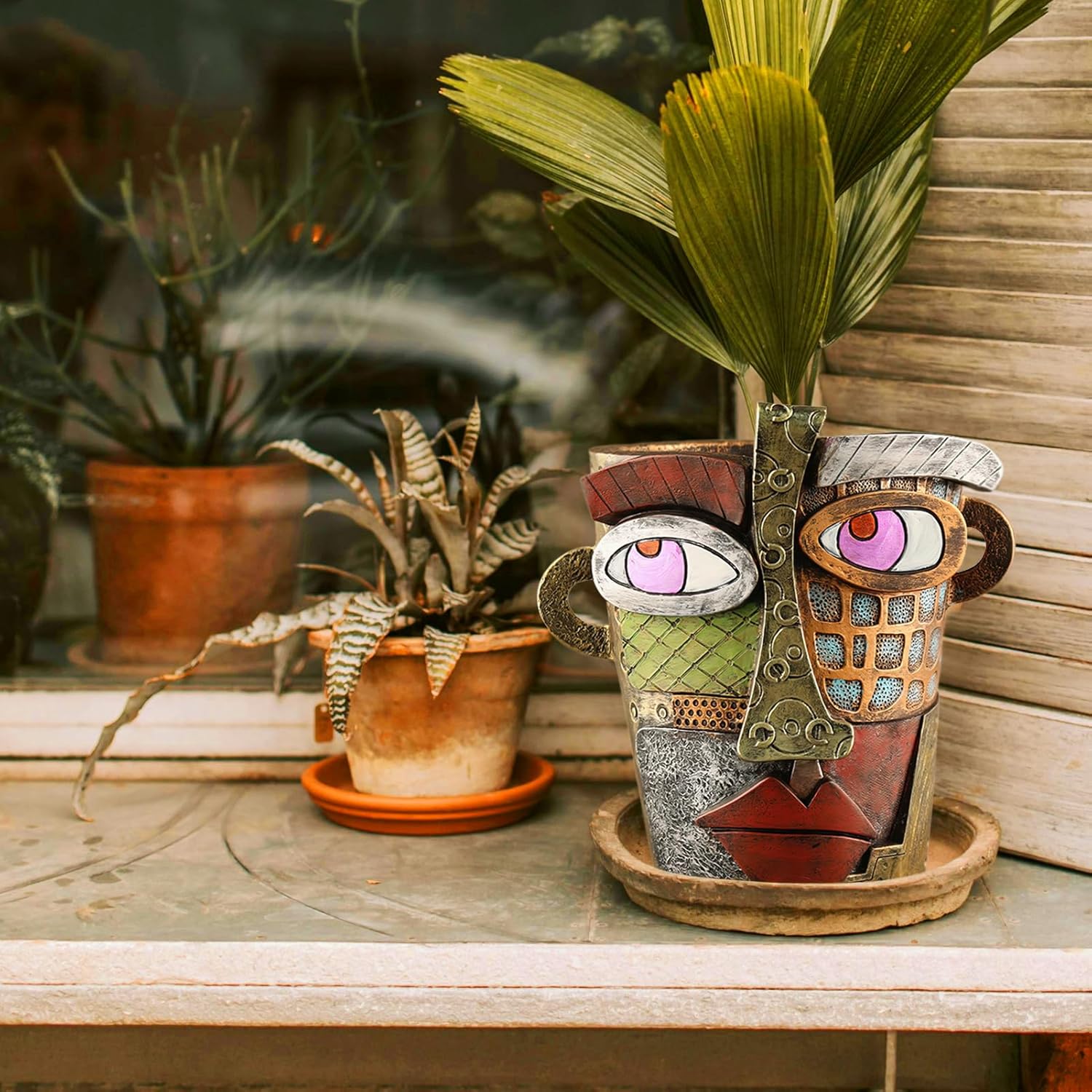 Abstract Face Planters Pots Head,Unique Head Planter for Indoor Plants