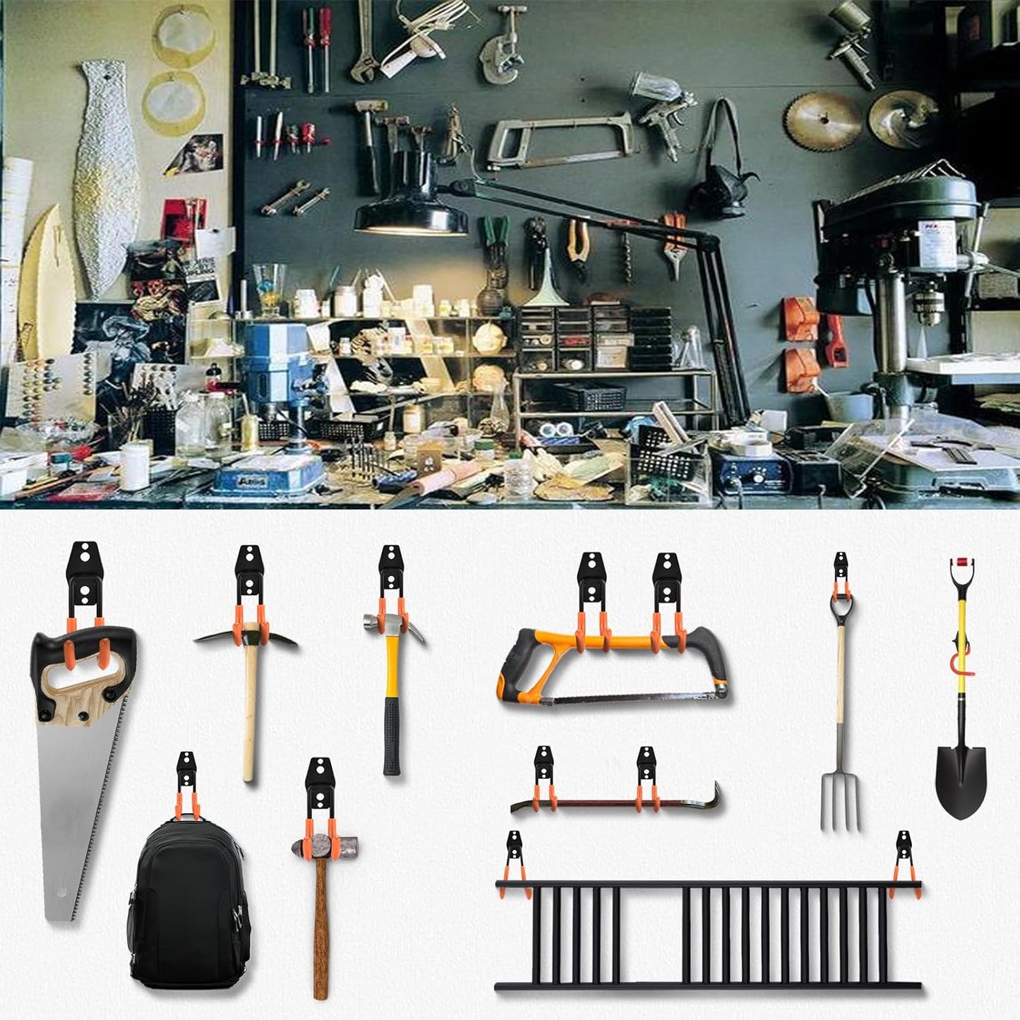 24 Pack Garage Hooks Steel Heavy Duty Garage Storage Hooks Utility Steel Wall Mount Garage Hanger&Organizer for Bikes,Garden Tools, Ladders, Bulk Items，Ropes and More Equipment