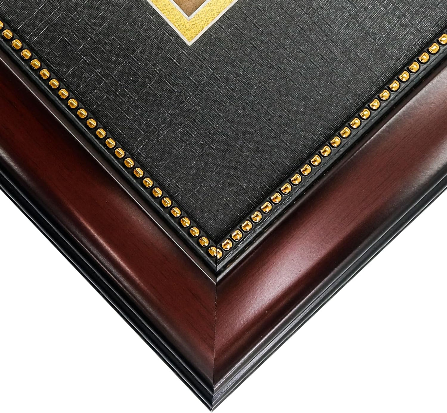 GraduationMall 8.5x11 Diploma Frame with Black over Gold Mat or Display 11x14 Document without Mat, UV Protection Acrylic, Mahogany with Gold Beads