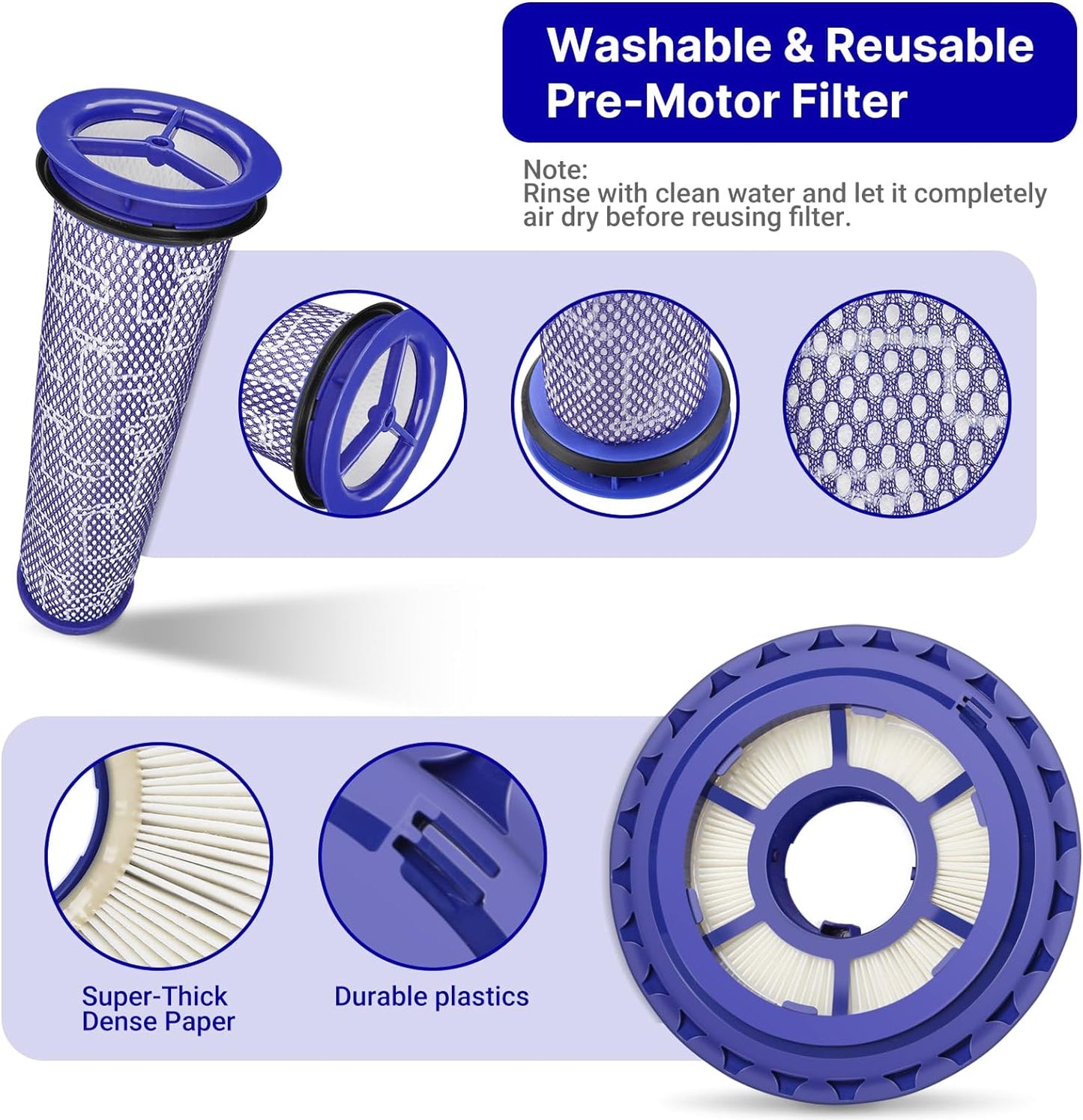 Lemige 2 Pack Post Filters & 2 Pack Pre Filters Replacement for Dyson DC41 DC65 DC66 UP13 UP20 UP30 Animal, Multi Floor and Ball Vacuum Ball Animal 2 Ball Animal 3, Compare to Part 920769-01&920640-01