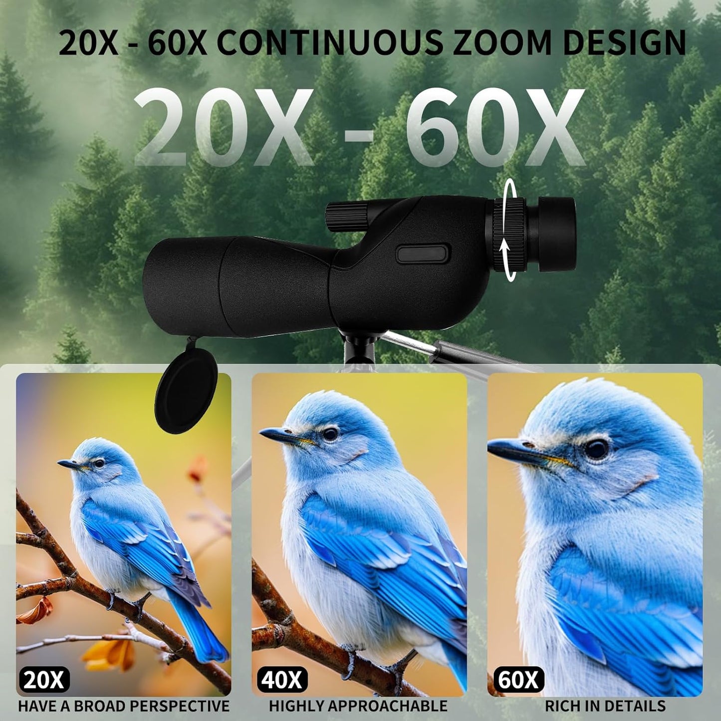 Spotting Scope with Tripod, Spotter Scope for Adults,Bird Watching Gifts for Men, Husband& Nature Lovers - Outdoor Nature Exploration & Stargazing, Birthday Gift for Father,Easter Gift for Teens