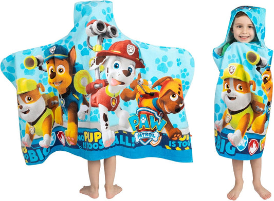 Paw Patrol Blue Bath/Pool/Beach Soft Cotton Terry Hooded Towel Wrap, 2