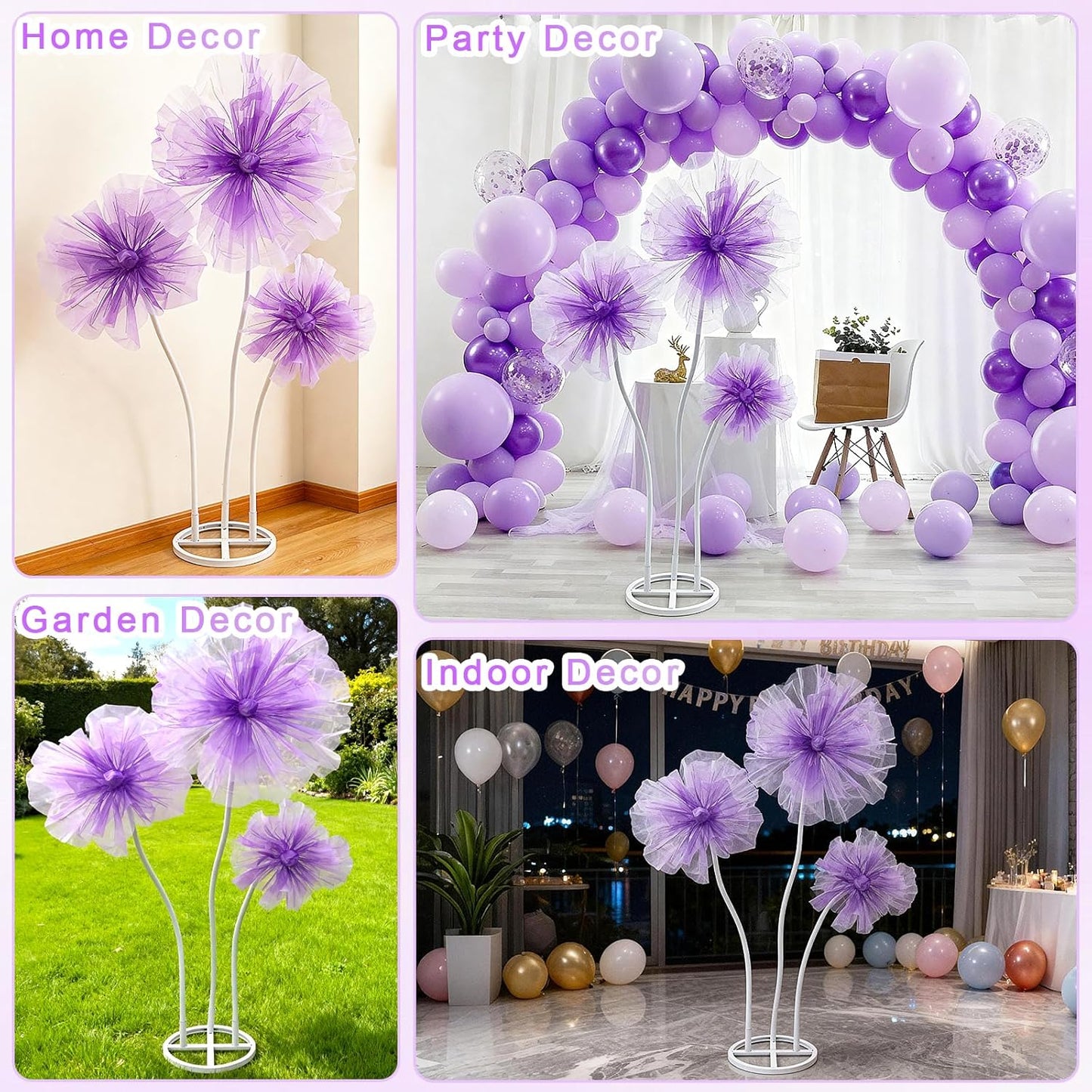WARMALL 3PCS Giant Flowers for Decoration, 5.9Ft Large Artificial Silk