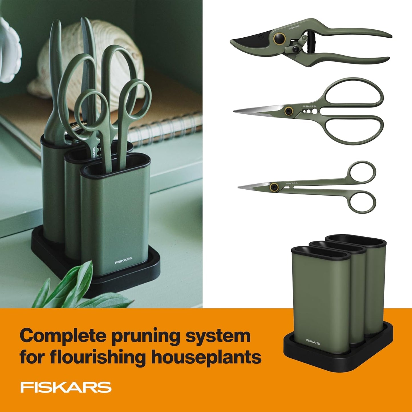 Fiskars Indoor Plant Care 3-Piece Set, Precision Gardening Tools with 