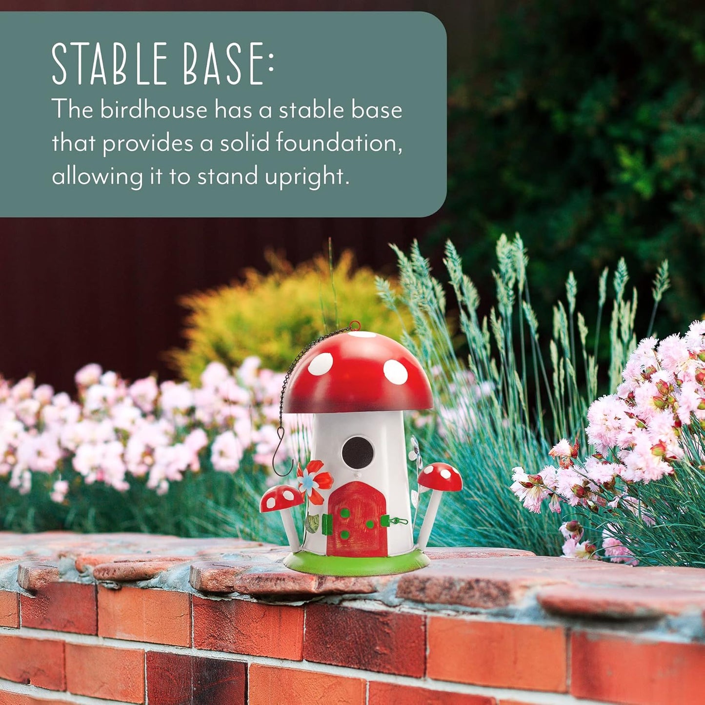 Mushroom Shaped Birdhouse; Songbird Nesting Galvanized Iron Colorful Mushroom Bird House