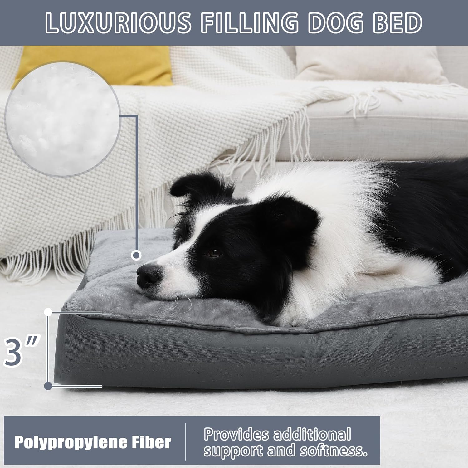 Dog Crate Bed Waterproof Deluxe Plush Dog Beds with Removable Washable