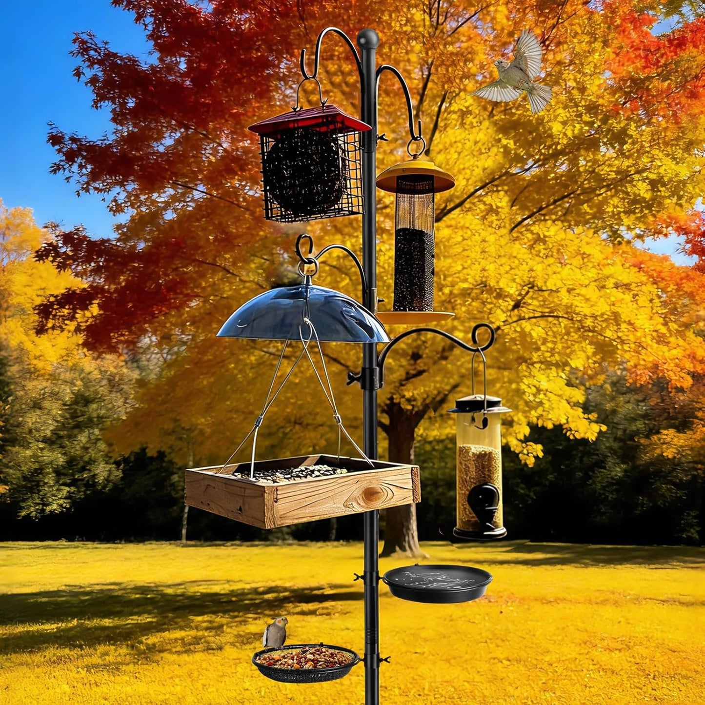 Bird Feeder Pole, Bird Feeding Station 88 Inch Shepherds Hooks for Out