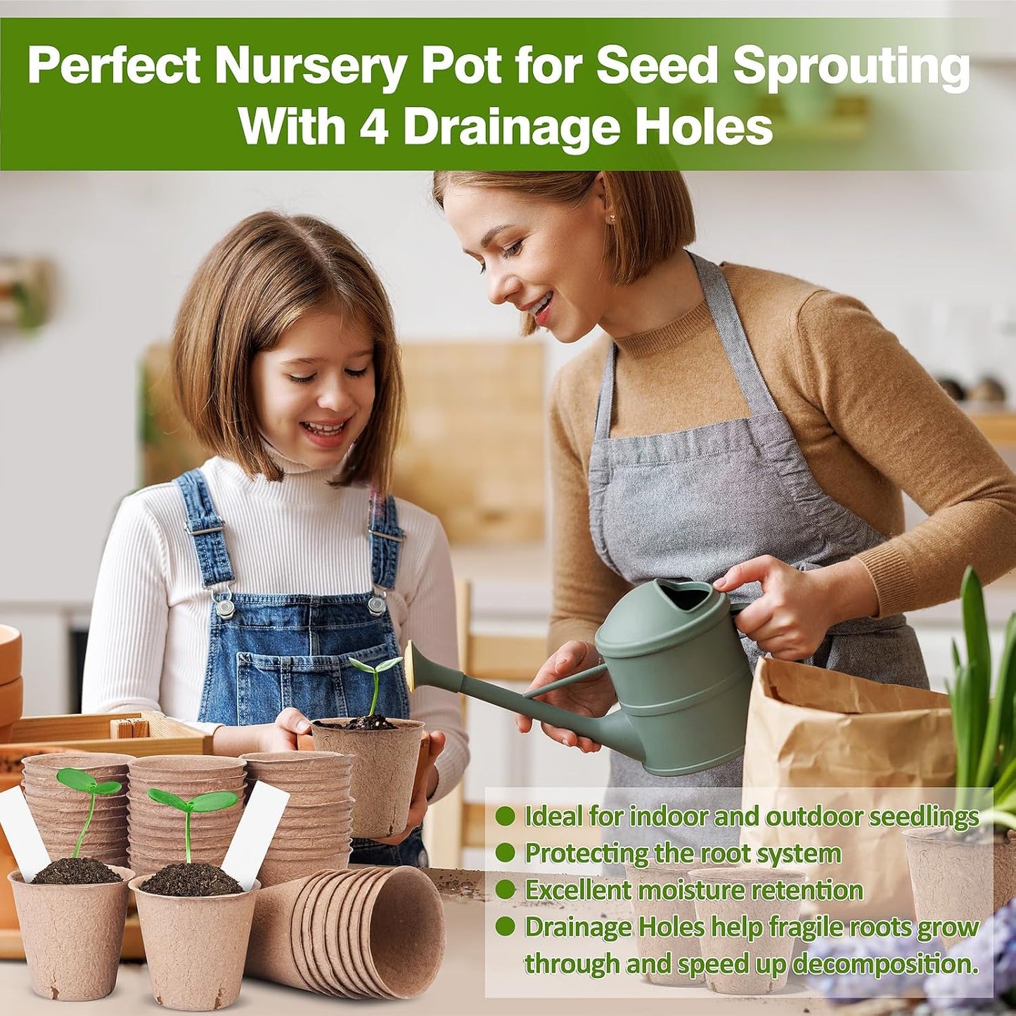 Peat Pots for Seedlings 3.15 Inch, Biodegradable Round Seed Starter Po