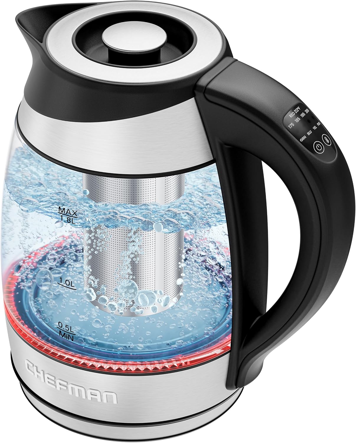 Chefman Electric Kettle with Temperature Control, 5 Presets LED Indica