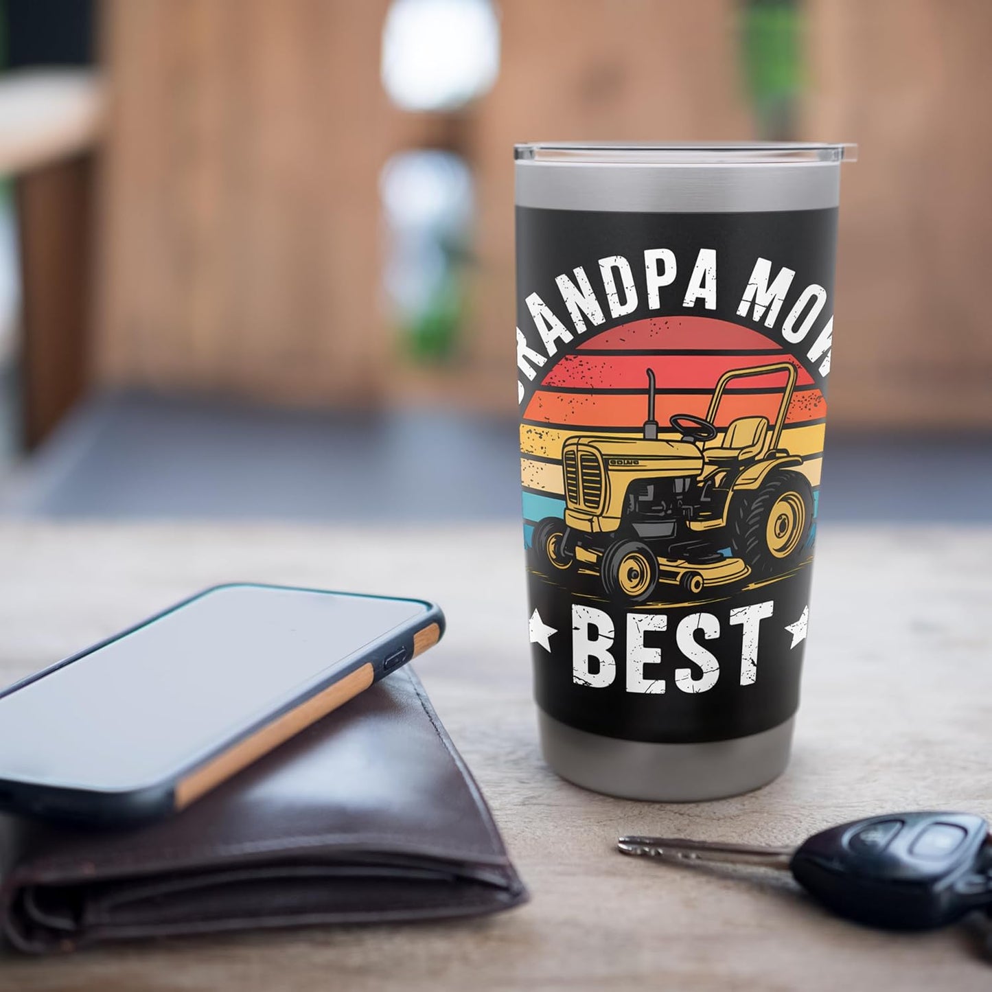 Grandpa Mows Best Funny Lawn Care Mowing Gardener Stainless Steel Insulated Tumbler