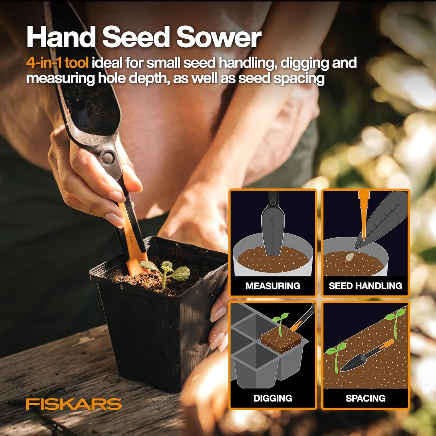 Fiskars Vegetable Gardening Essentials 6-Piece Tool Set for Cultivatin