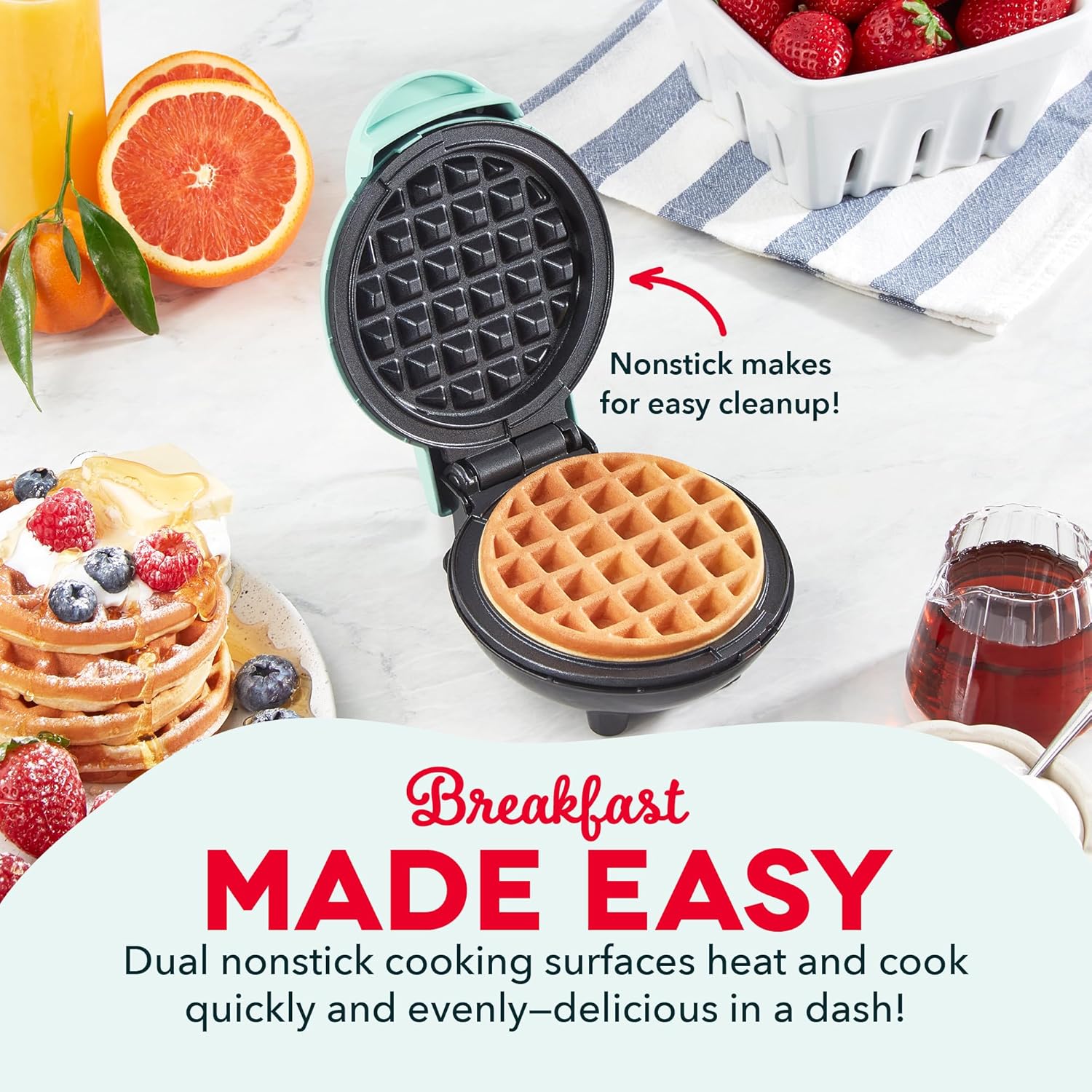 Dash Mini Waffle Maker- Compact Electric Iron for Creative Homemade Tr