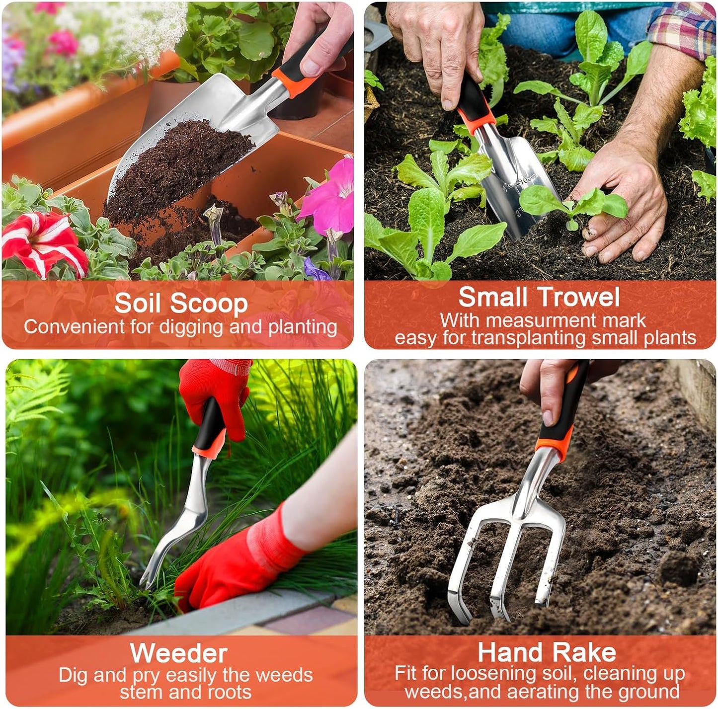 Garden Tools Set, 8 Piece Gardening Tools Set with Non Slip Ergonomic 