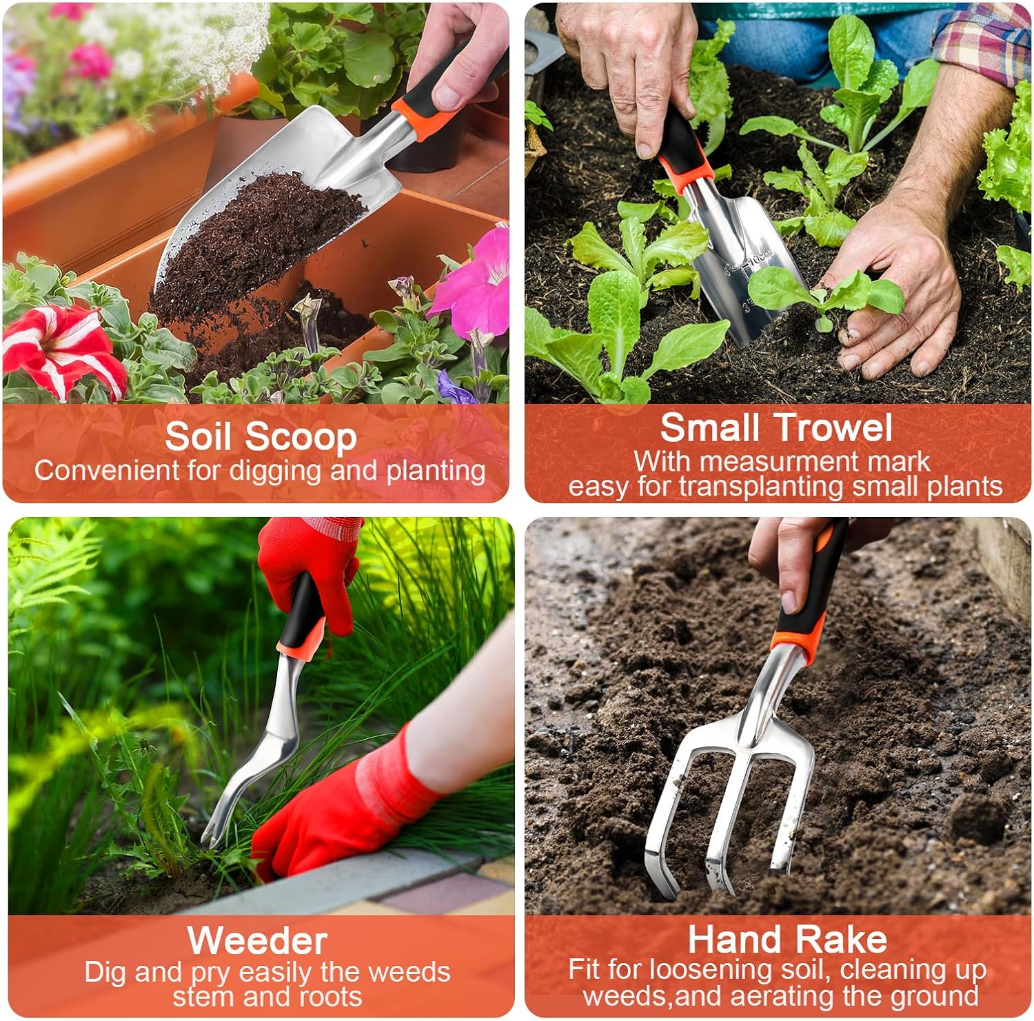 Garden Tools Set, 8 Piece Gardening Tools Set with Non Slip Ergonomic 