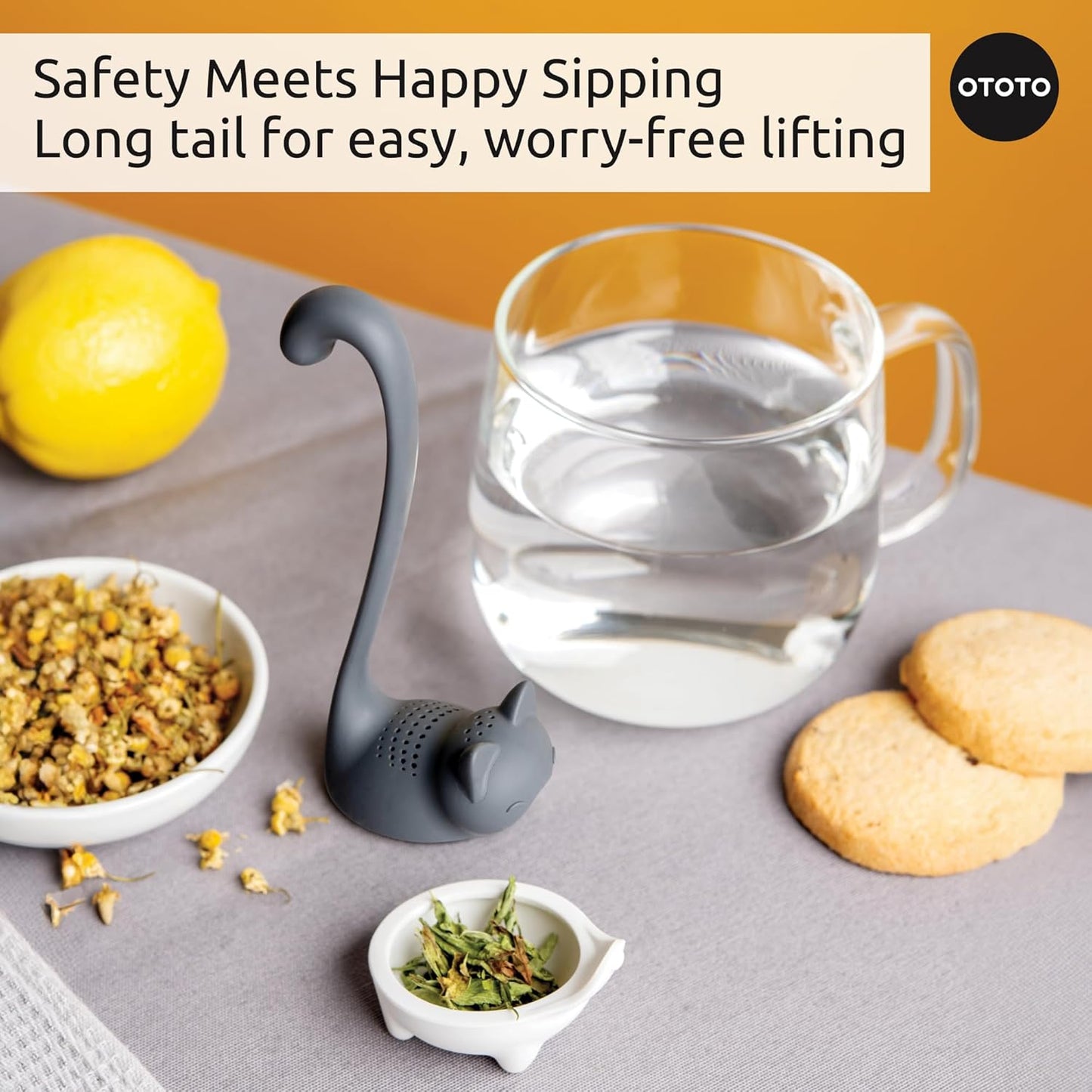 OTOTO Louie Cat Tea Infuser - Cats Loose Leaf Steeper & Diffuser, Tea 