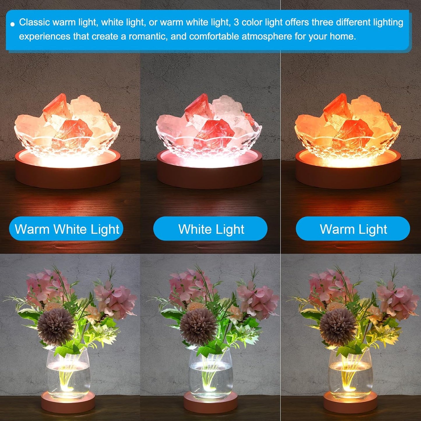 PATIKIL 4 Inch Wooden LED Light Base, Wood Light Display Base Stand Lighting with Switch for 3D Crystal Glass Aroma Stone Art, 3 Color Light