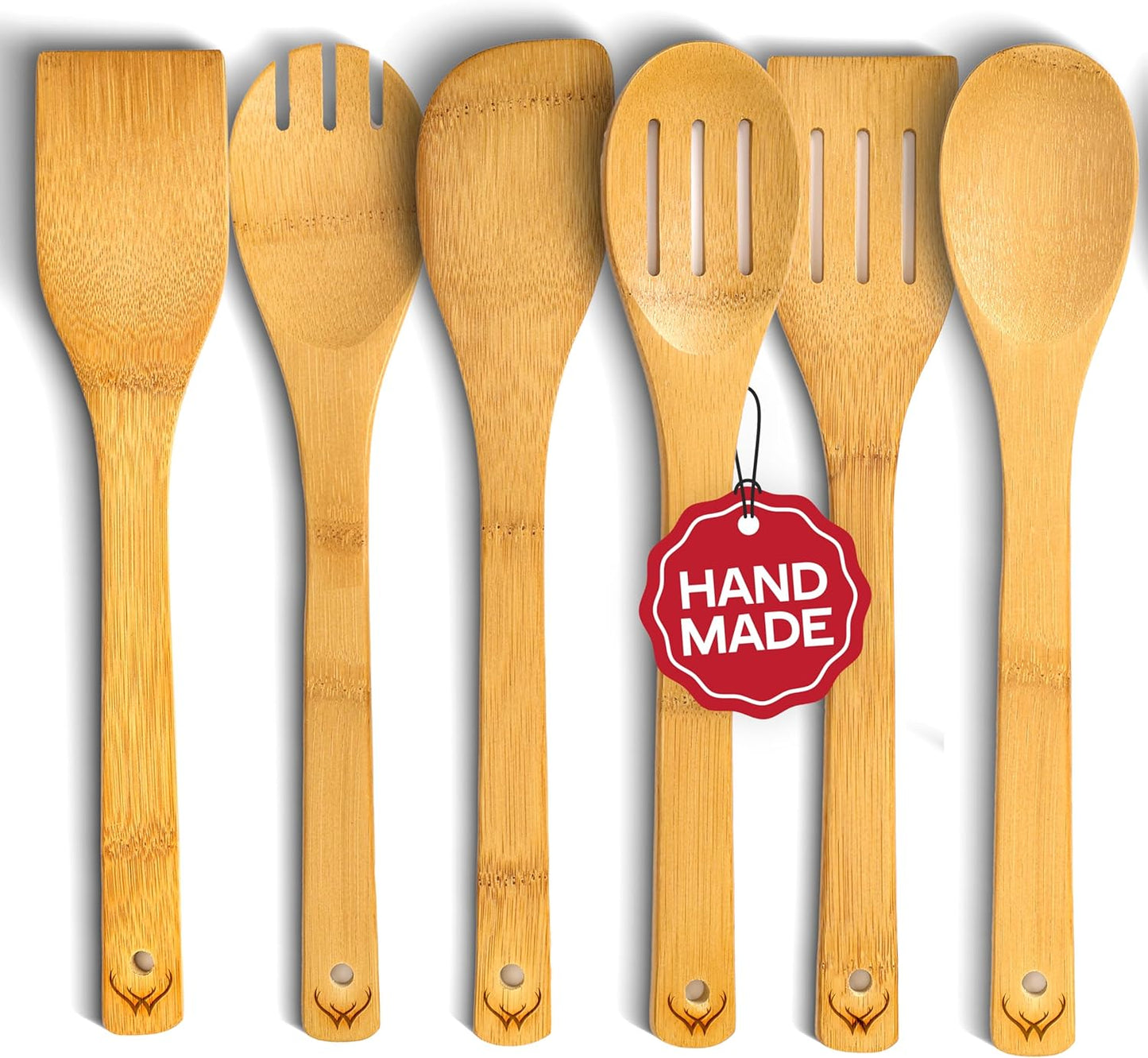 Wooden Spoons for Cooking set of 6 – Premium Wooden Utensil set for everyday use – Versatile Cooking utensils set safe for nonstick pans – Durable wooden spoon kitchen utensils set