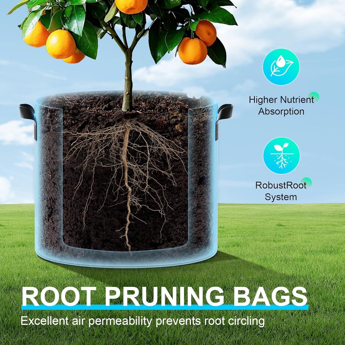 Land Guard 4-Pack Fabric Grow Bags 5 Gallon, Thickened Nonwoven Garden