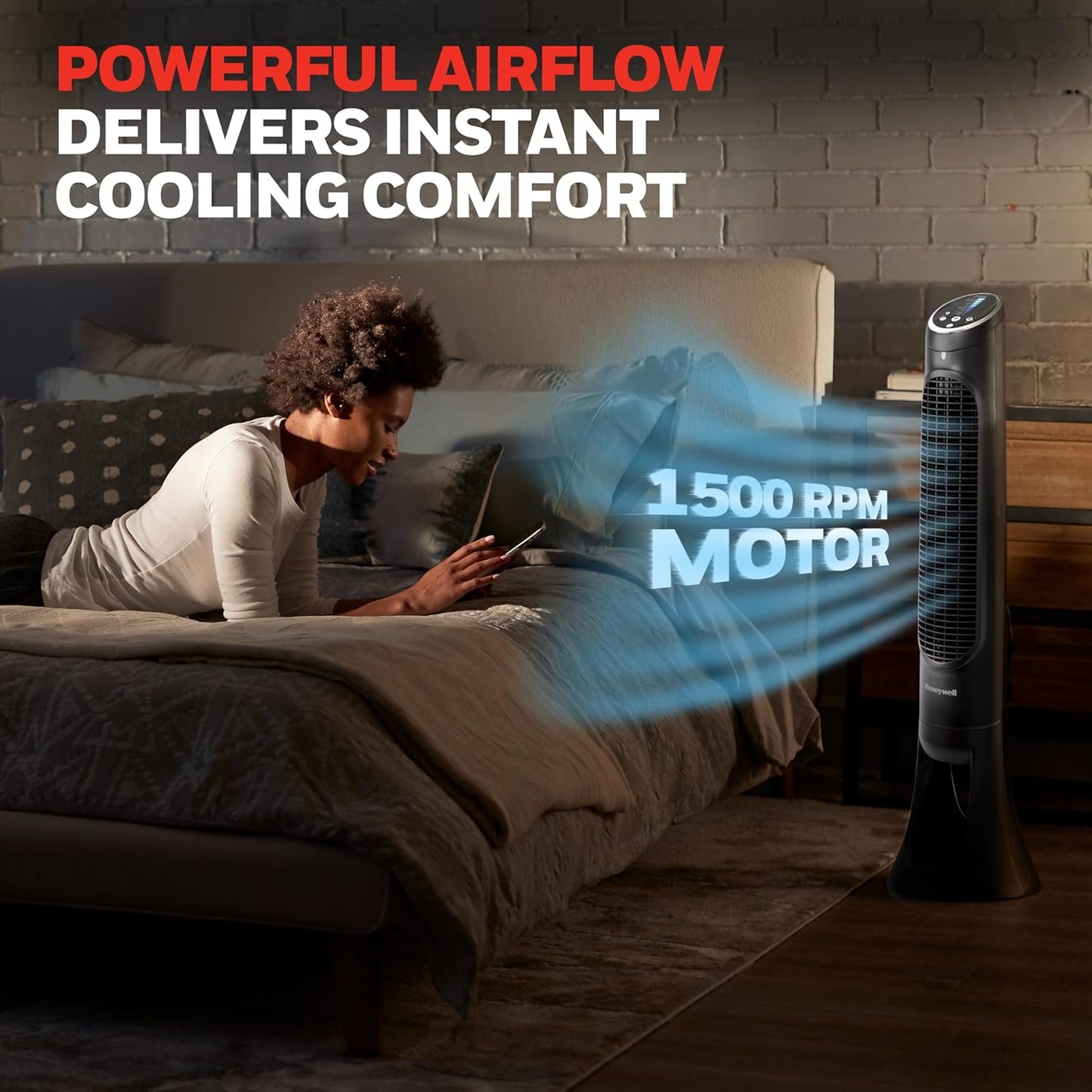 Honeywell QuietSet Whole Room Tower Fan-Black, Oscillating Tower Fan with Remote, HYF290B
