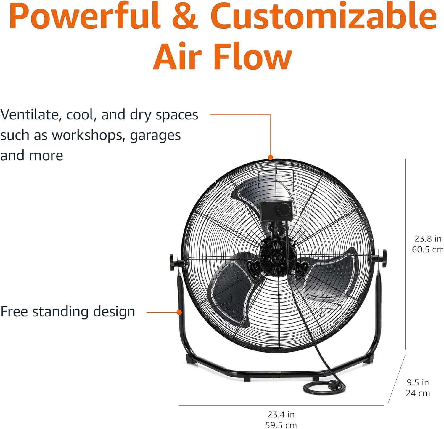Amazon Basics 20" High Velocity Industrial Cooling Floor Fan with 3 Sp
