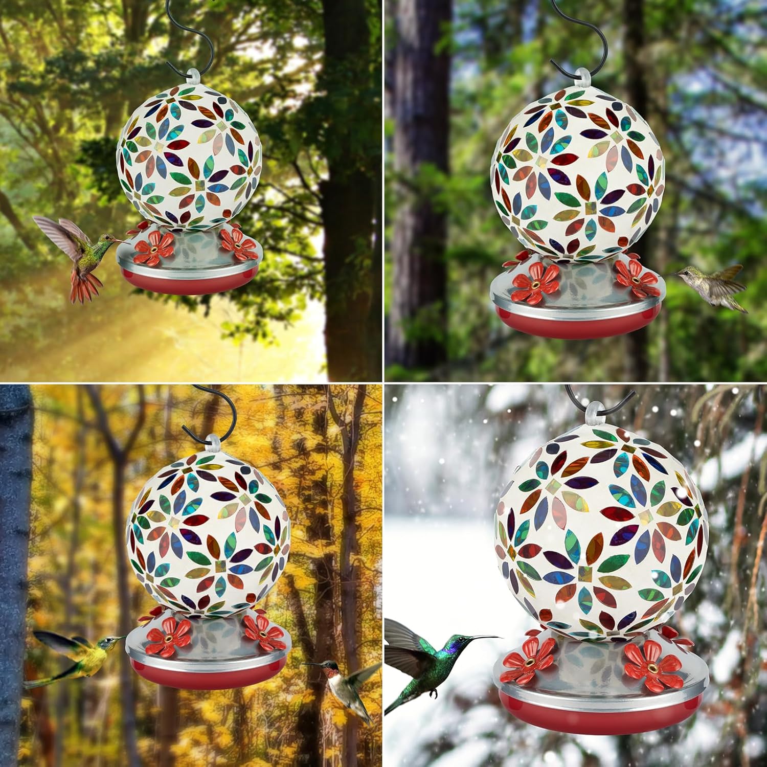 Backyard Expressions Glass Hummingbird Feeder - Multicolor - Hummingbi
