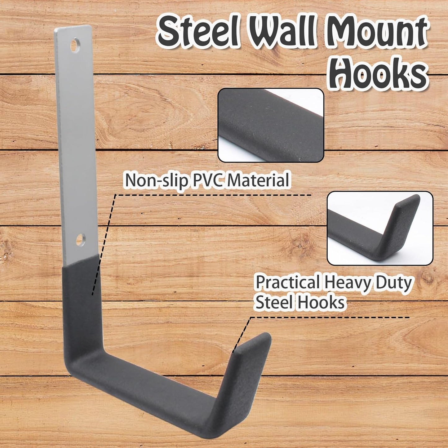 Bivethoi Heavy Duty Steel Hooks, Garage Storage Utility Hooks Garden Tool Organizer, Wall Mount Hooks, Small U Hooks, Steel Garage Garden Hooks(4 Pack)