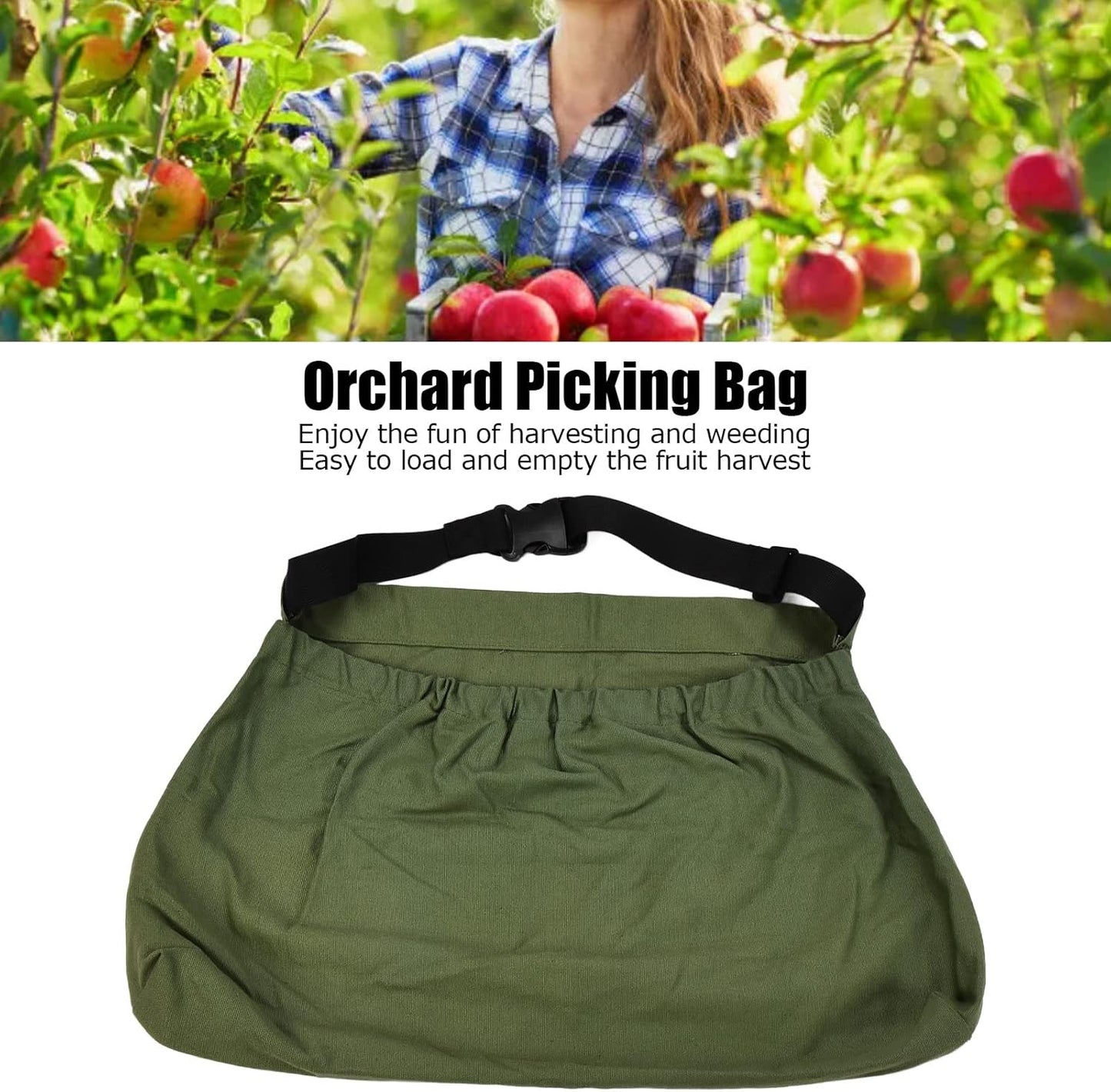Orchard Picking Bag,Harvest Apron,Orchard Picking Bag Waist Hanging Oxford Cloth Harvesting Apron for Garden Work (OD Green)