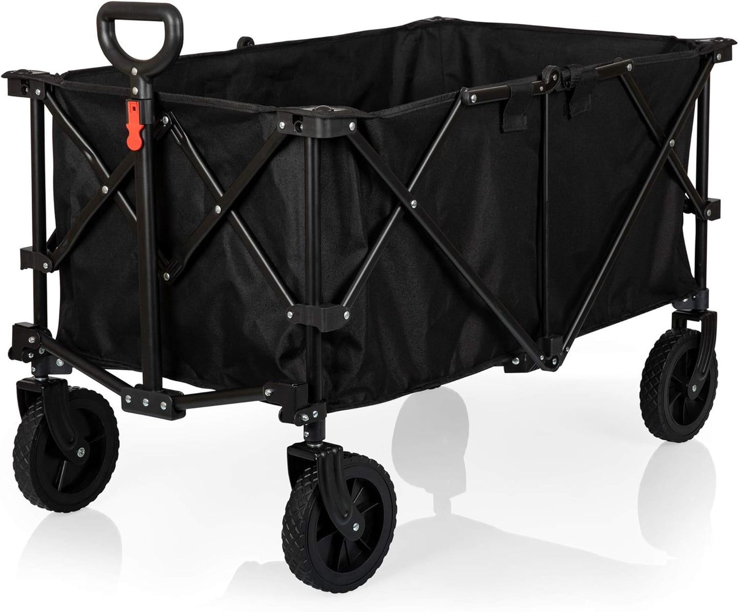 Picnic TIME Adventure Wagon XL, All-Terrain Folding Sport Utility Cart with Wheels, Steel Frame Collapsible Wagon for Grocery, Rolling Cart for Beach with Fitted Cover and Carry Handle, (Black)