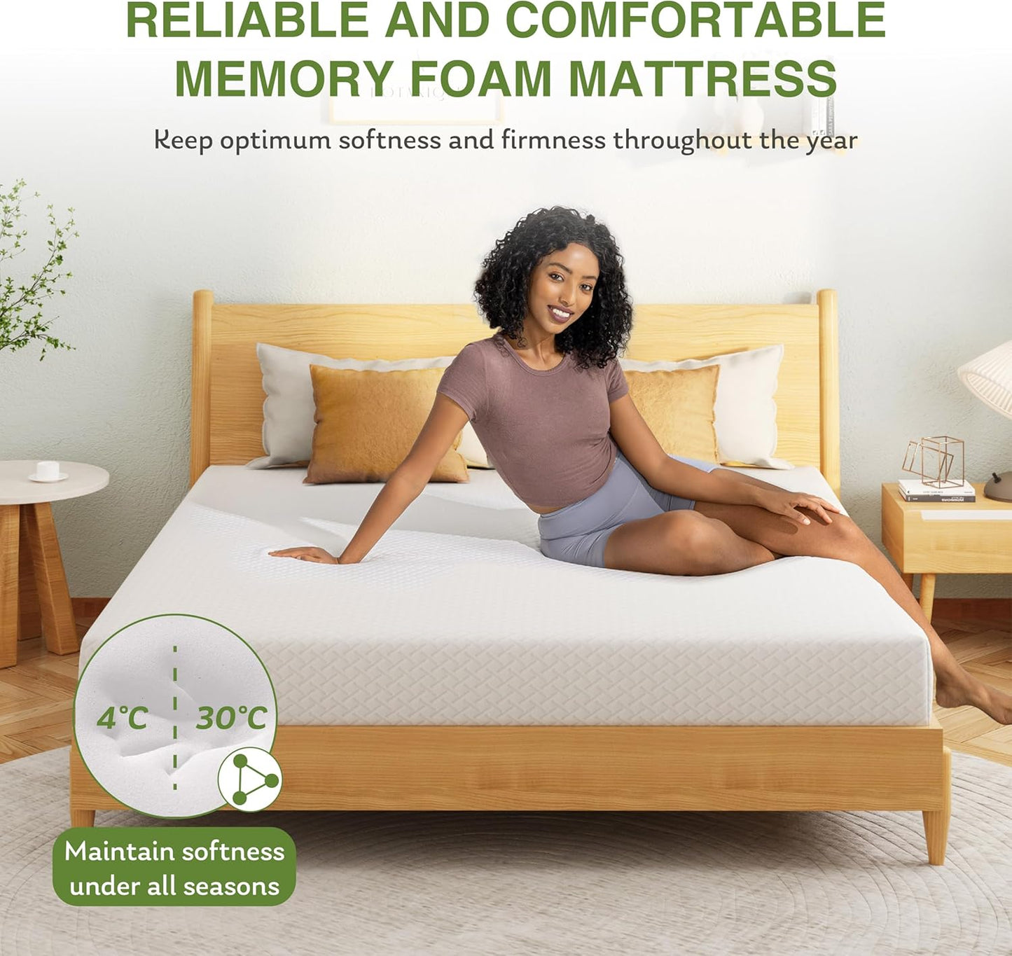 EGOHOME 8 Inch Twin Mattress, Memory Foam Mattress with Cooling Green 