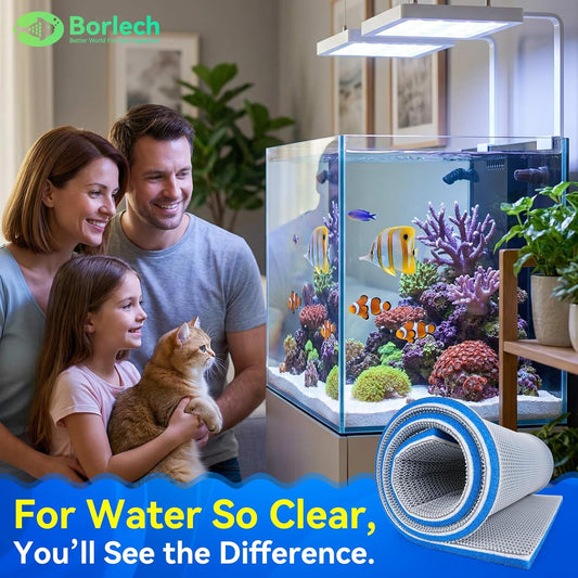 Borlech 8-Layer Fast-Acting Aquarium Filter Pad - Cut-to-Size Aquarium