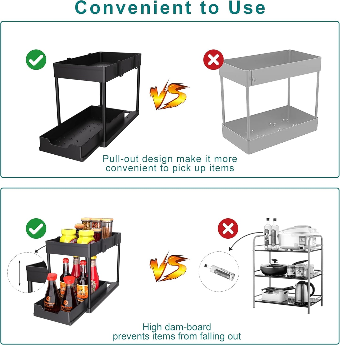 DEKAVA Under Sink Organizer 2 Pack, Bathroom Cabinet Organizer, 2 Tier