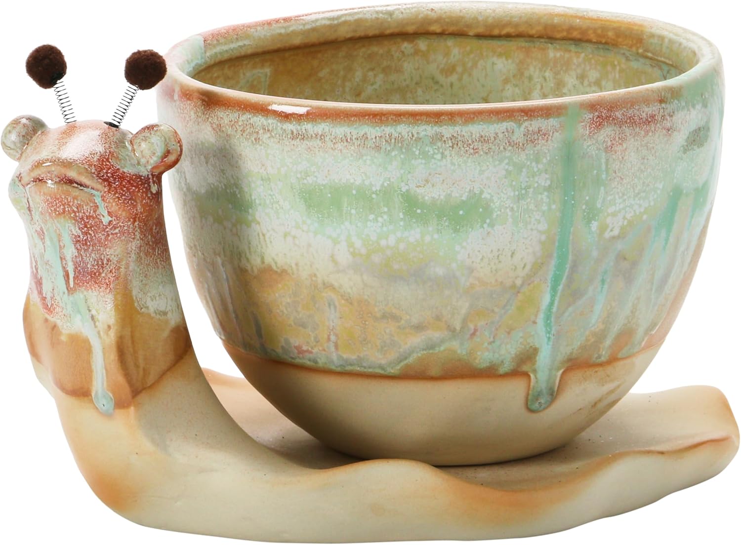 Creative Co-Op Stoneware Snail Planter, Reactive Glaze, (Each One Will