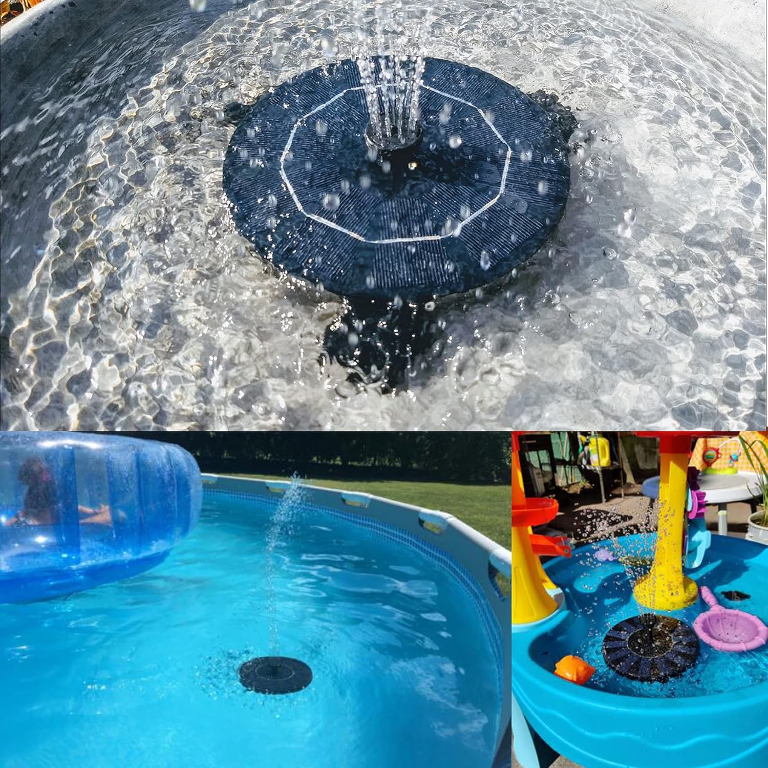 Solar Fountain, Solar Powered Bird Bath Fountain with 4 Nozzles 1.4W S