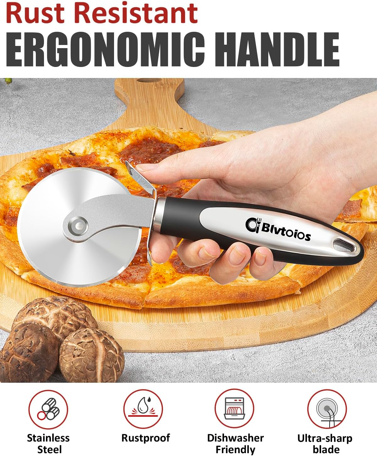Premium Pizza Cutter, Multi-Purpose Stainless Steel Pizza Cutter Wheel