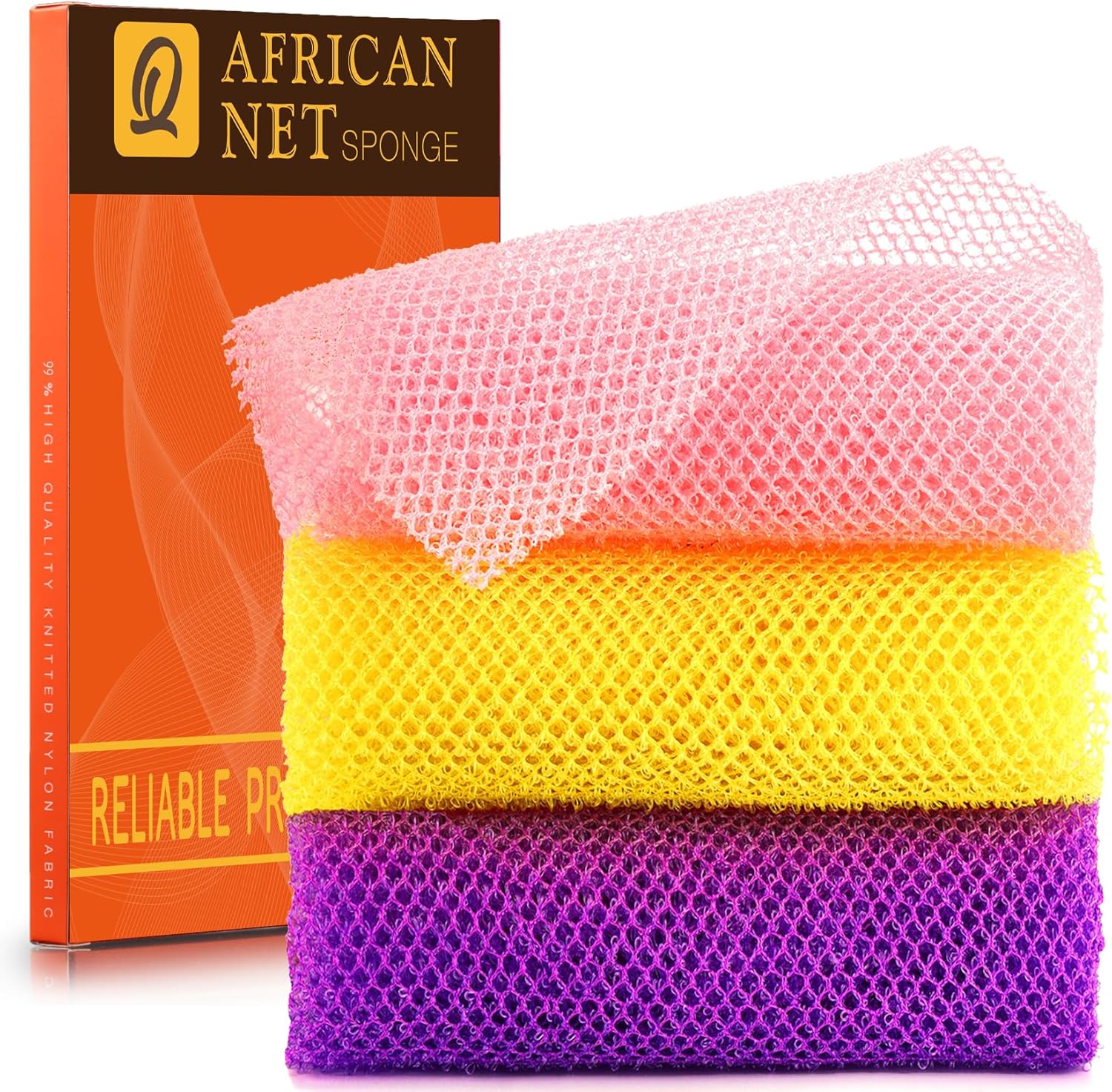 UJFQBH 3 Pieces African Bath Sponge African Net Long Net Bath Sponge E