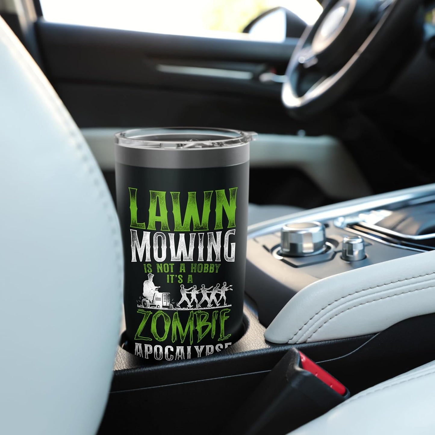 Lawn Mower Mowing Dad Father Landscaper Vintage Zombie Lawn Stainless Steel Insulated Tumbler