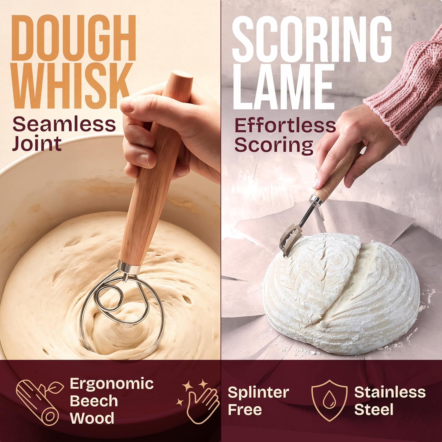 Superbaking Sourdough Starter Kit, 9" Round Banneton Bread Proofing Ba