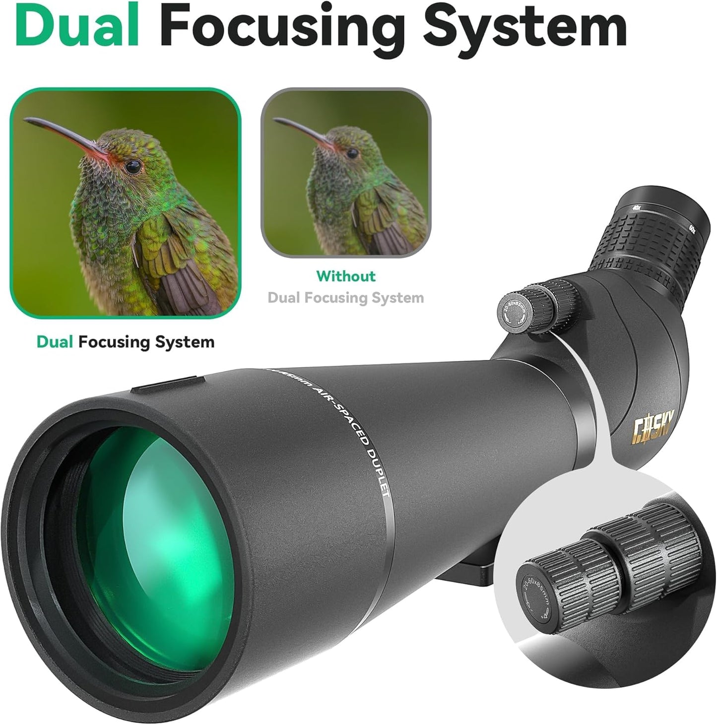 Gosky 25-75x85 Spotting Scope - Waterproof Spotting Scope with Tripod, BAK4 High Definition, Carrying Bag and Quick Phone Holder, Dual Focusing, Spotter Scope for Bird Watching Wildlife Scenery