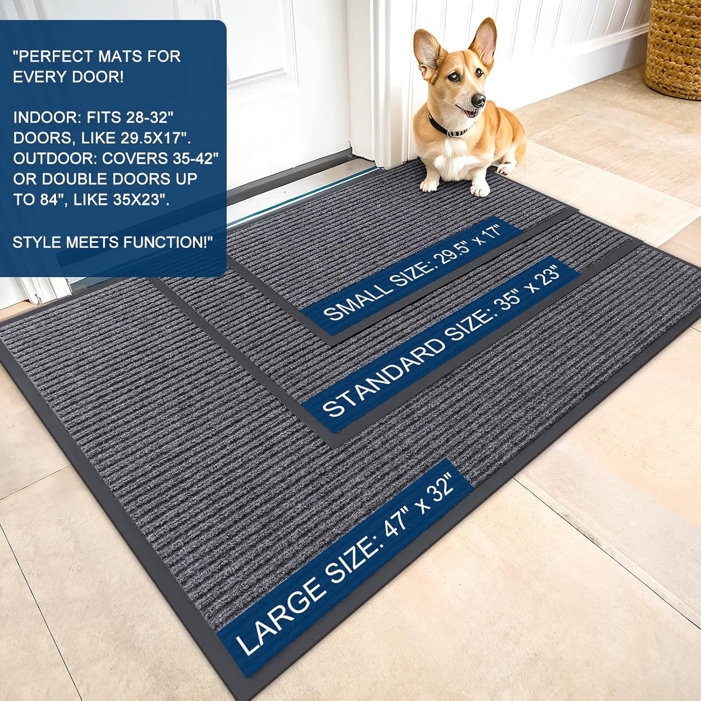 OLANLY Front Door Mat Indoor Outdoor Entrance, Waterproof Heavy Duty D