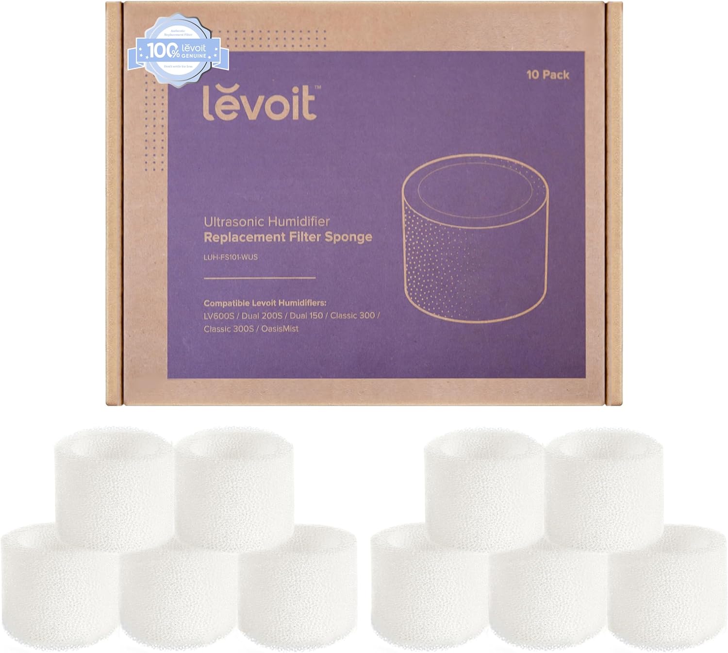 LEVOIT 10-Pack Top Fill Humidifier Replacement Filters, Capture Partic