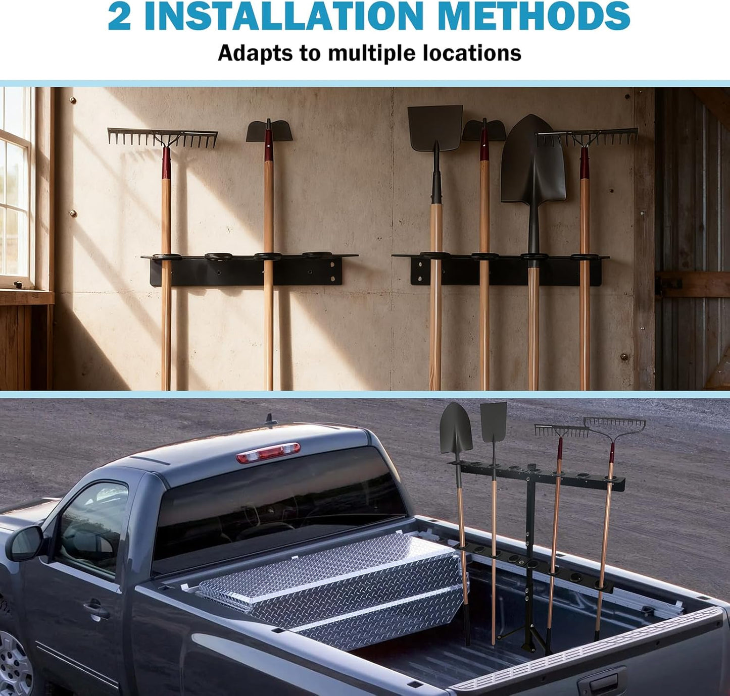 8 Tool Holes Trailer Tool Rack w/Rear Support | Thickened Base Heavy D