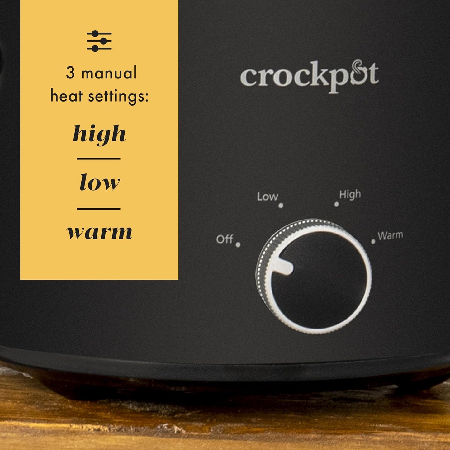 Crock-Pot 2-Quart Manual Slow Cooker, Feeds 2+ People, Great for Small Meals, Dips, & Sides; Removable Stoneware is Oven & Dishwasher Safe, Black