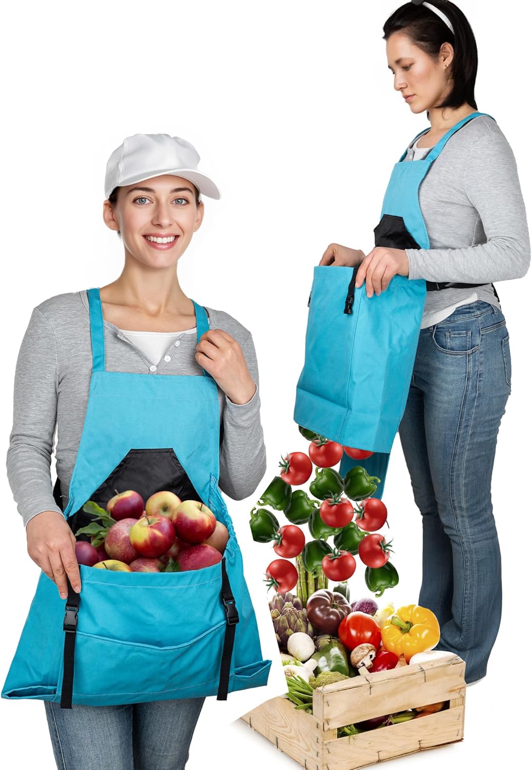 Gardening Apron with Pockets for Women and Men, Washable Harvest Apron