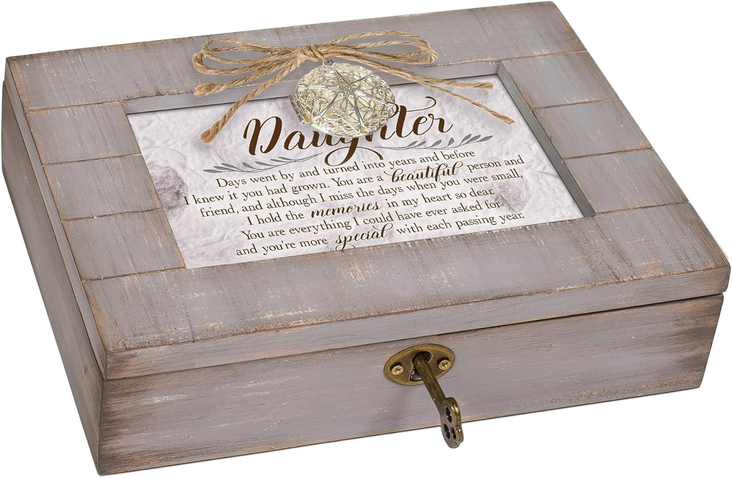 Cottage Garden Daughter Days Turned Into Years Grey Distressed Locket Music Box Plays Edelweiss