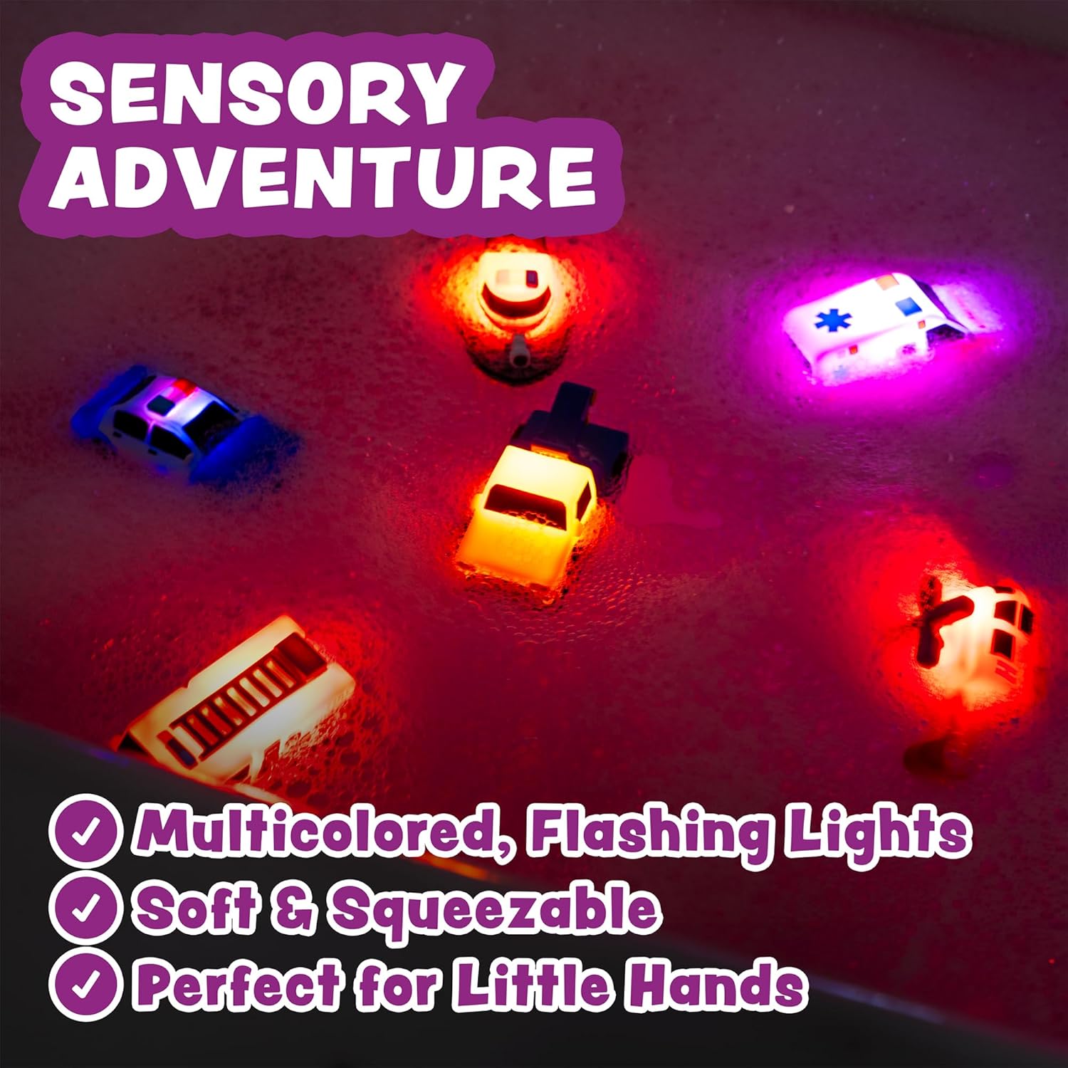 Tub Works® Emergency™ Cars Light Up Bath Toys, 6 Pack | Water-Activate