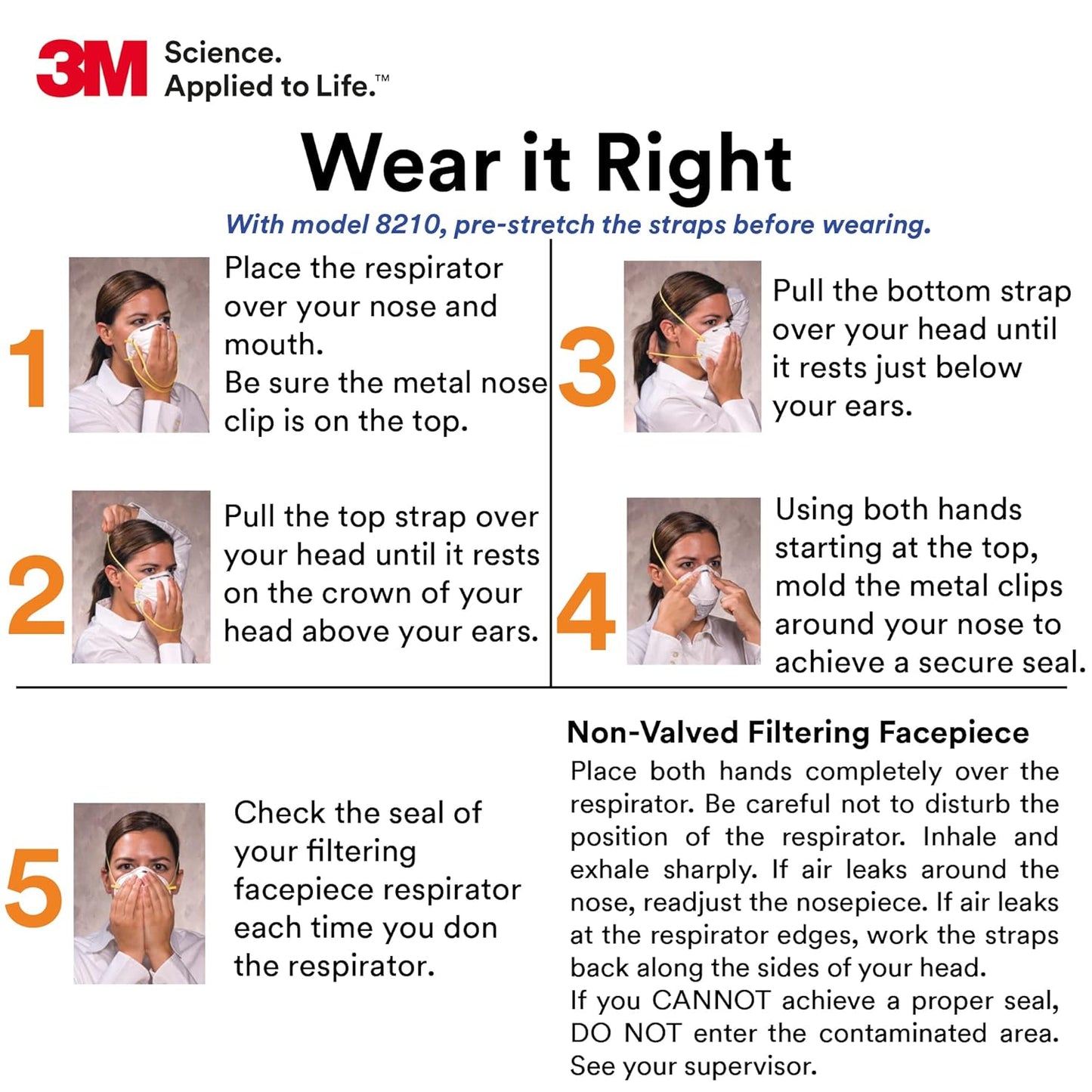 3M 8210 Particulate Respirator, N95, Pack of 20 Disposable Respirator,