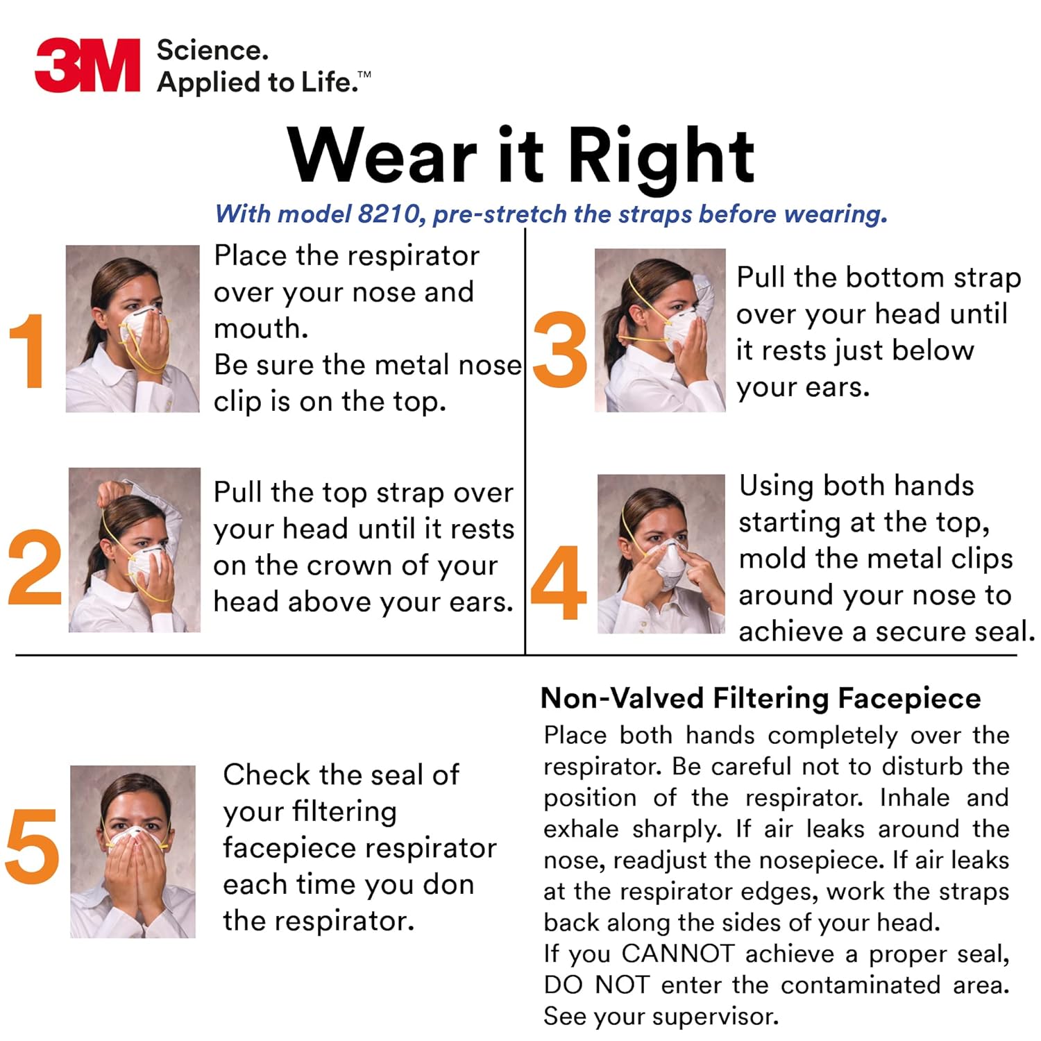 3M 8210 Particulate Respirator, N95, Pack of 20 Disposable Respirator,