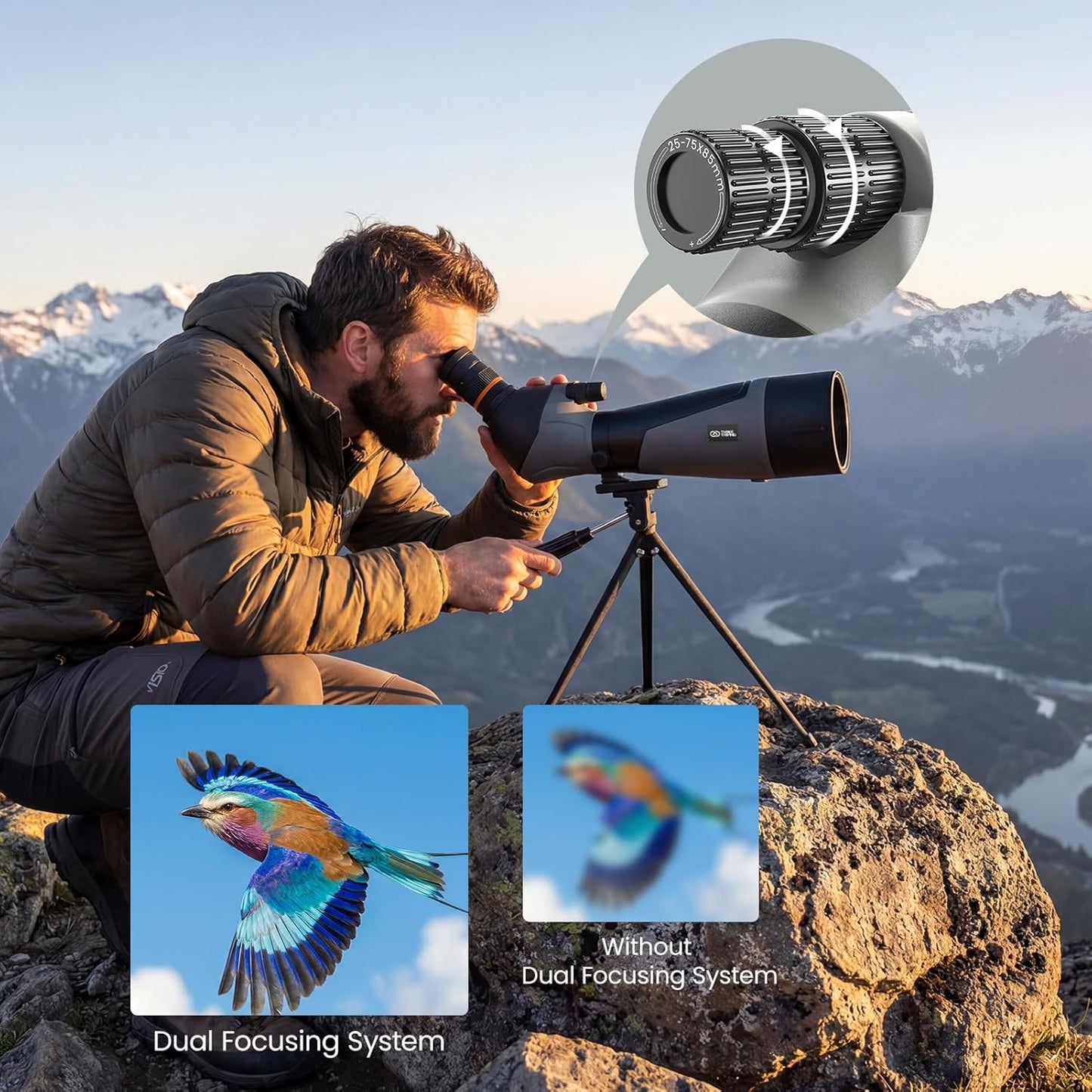 25-75x85 Spotting Scope - Spotter Scope with Tripod, Phone Adapter & C